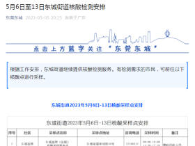 동관 동청지역구(东城街道), 연이어 8일 핵산검사?