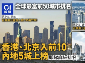 심천에 154명 억만 부자 있어, 전세계 가장 부유한 도시에 올라